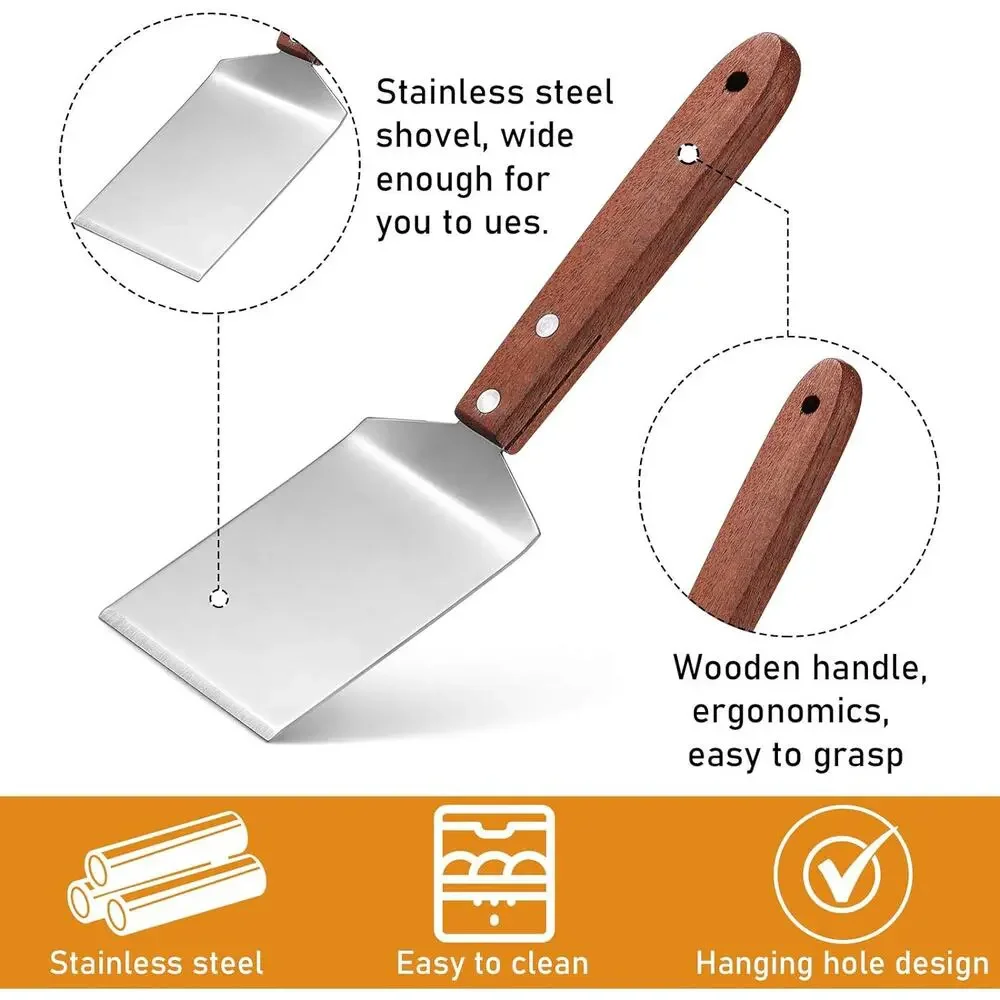 2 Pieces Small Brownie Cookie Spatula Metal Stainless Steel with Wooden Handle